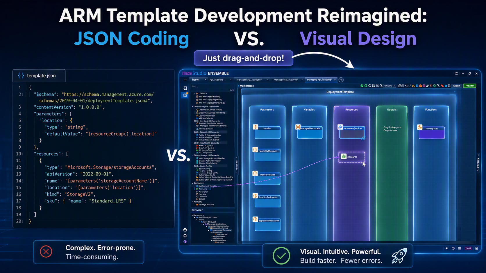 ARM Template Development Reimagined: Visual Design vs. JSON Coding